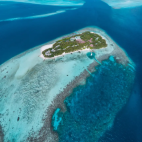 Aerial view of Embudu Village, Maldives.