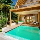 View of a beach villa pool at Island Luxury Retreat Maalhos, Maldives.