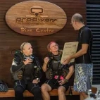 Guests partaking in a briefing at ProDivers Dive Centre, at Lily Beach Resort & Spa, Maldives.