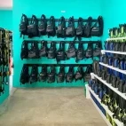 The equipment rental room at Maldives Passions Dive Centre.