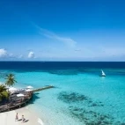 Aerial view of Makunudu Island Resort, Maldives.