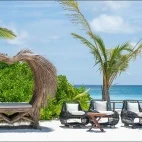 Communal seating area at Makunudu Island Resort, Maldives.