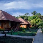 External view of Napo Cultural Centre Lodge, Ecuador.