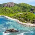 Aerial of Barefoot Kuata Island Resort in Fiji