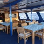 Dining area on board Emperor Bilikiki liveaboard in the Solomon Islands