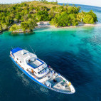 The Solomons Master liveaboard vessel by the Florida Islands, Pacific.