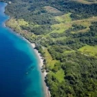 Aerial view of Bonegi Beach and the Hirokawa Maru Wreck, in the Solomon Islands.
