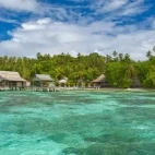 SB bar, jetty & restaurant at Sanbis Island Resort in the Solomon Islands