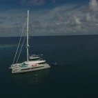 Aerial view of Aqua Tiki III, French Polynesia.