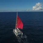 Aerial view of Aqua Tiki III, French Polynesia.