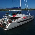 Aerial view of the stern of Aqua Tiki III, French Polynesia.