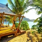 Beachfront Siga bure at Barefoot Kuata Island Resort in Fiji