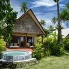 Beachfront bure at Beqa Lagoon Resort in Fiji.
