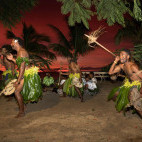 Traditional dancers at Volivoli Beach Resort in Fiji.