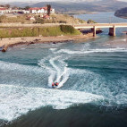 Boat out to sea at Aliwal Shoal, South Africa.