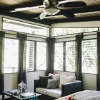 Seating area in a double cabin at Black Rock Lodge, Belize.