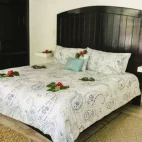 Interior of a double bed cabin at Black Rock Lodge, Belize.