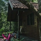 View of a forest cabin at Black Rock Lodge, Belize.