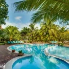 The pool area at Hamanasi Resort, Belize.