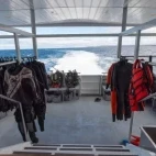 View of the dive deck on Galaxy Diver II, Galápagos.