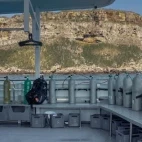 View of the tank setup on the dive deck, Galaxy Diver II, Galápagos.