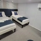 View of the lower deck twin room on Galaxy Diver II, Galápagos.
