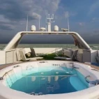 View of the hot tub on the sun deck of Galaxy Diver II, Galápagos.