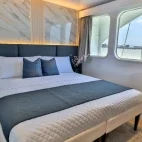 View of the upper deck double cabin on board Galaxy Diver II, Galápagos.