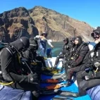 Guests from Galaxy Diver II on a Zodiac dive in the Galápagos.