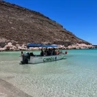 The Carey dive boat by the shore of La Paz, Mexico.