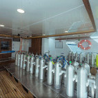 Dive deck on board Tiburon Explorer liveaboard in the Galapagos Islands