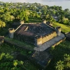 Aerial view of Fort Belgica on Banda Neira, Maluku Islands, Indonesia.
