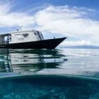 Dive boat at Lembeh Resort, Indonesia.