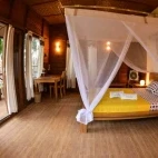 Interior view of a standard bungalow, at Tompotika Dive Lodge, Indonesia.