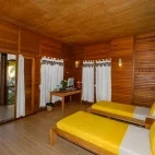 View of a standard twin bungalow at Tompotika Dive Lodge, Indonesia.