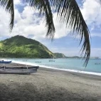 View of the beach by Tompotika Dive Lodge, Indonesia.