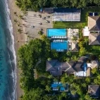 Aerial view of the spa and pools at Atmosphere Resort, Philippines.