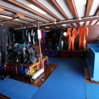 Dive deck on board Amira liveaboard in Indonesia
