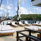 Sun deck on board Dewi Nusantara liveaboard in Indonesia