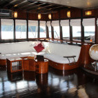 Lounge on board Dewi Nusantara liveaboard in Indonesia