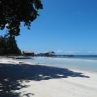 Beach scene at Raja Ampat Resort in Indonesia