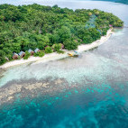 Aerial of Spice Island Resort in Halmahera, Indonesia.