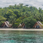 Bungalows at Spice Island Resort in Halmahera, Indonesia.