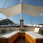 Outdoor bow lounge on board Indo Master liveaboard in Indonesia