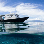Dive boat at Lembeh Resort in Indonesia.