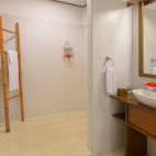 Garden view bathroom at Lembeh Resort in Indonesia.