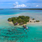 Aerial of Nabucco Island Resort in Indonesia.