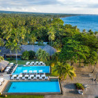 Aerial of Atmosphere Resort & Spa. Holiday accommodation in Dauin, Philippines.
