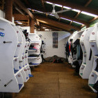 Dive storage area at Atlantis Dive Resort in Dumaguete, the Philippines