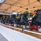 Dive deck on board the Thailand Master liveaboard in Thailand.